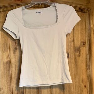Old Navy White Fitted Blouse Short Sleeve